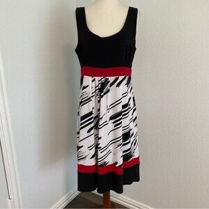 Scarlett Stunning Red Black White Sleeveless Scoop Neck Dress Sexy Size 12